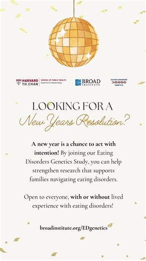 A new year often brings reflection, hope, and the chance to support something meaningful. Research moves forward because people choose to take part, and every contribution helps build a stronger understanding of eating disorders. As we begin the year, your participation supports research at @Harvard Chan School and The Broad Institute of MIT and Harvard. Happy New Year ✨ Sign up through the link in our bio! #edawareness #mentalhealth #research #newyear #support