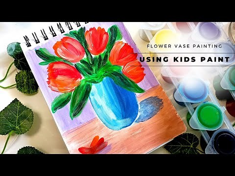 Flower vase painting using tempera color || Easy Still life painting