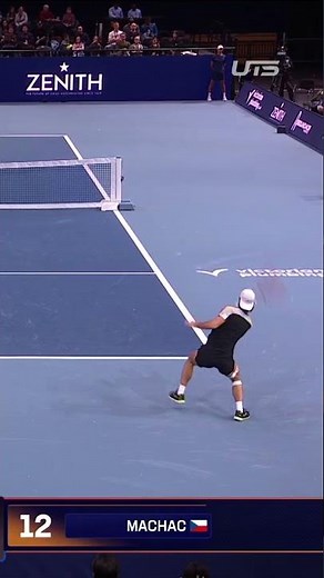 Tomas Machac brings it in the Ultimate Tennis Showdown clash vs Andrey Rublev Credit © UTS Tour #atp