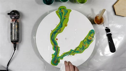 Lime Green Dutch Pour With Gold, Amazing Acrylic Pour Painting Technique