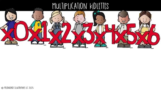 Multiplication Kidlettes Clip Art, Math Clip Art, Numbers Clip Art COLORED Version - Etsy