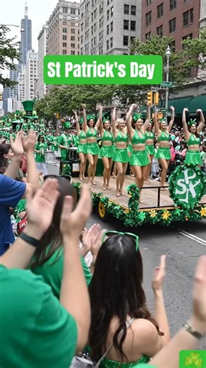 A Group of Dancing girls in Green in st Patrick's day parade chicago #stpatricksday #shorts