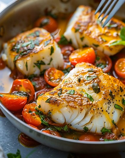 14K views · 33 reactions | Seared Cod with Tomato Basil Sauce Ingredients  | Flavor Recipes | Facebook