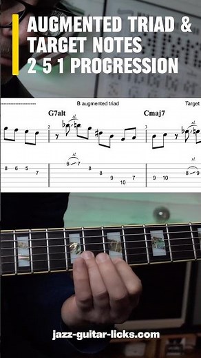 Jazz Guitar Lick (251 sequence) // Dorian Mode, Augmented Triad & Target Notes