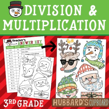 Holiday Christmas Math Multiplication & Division Craft Worksheet Color by Number