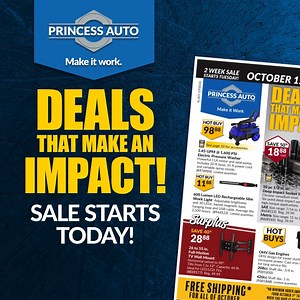 Our new 2-week sale starts today! 🛒 Come check it out in store, or shop online to have your order delivered for FREE* with no minimum order amount, all October long 📦 https://prnc.es/2X56Lbv *𝘜𝘱 𝘵𝘰 $100 𝘪𝘯 𝘴𝘩𝘪𝘱𝘱𝘪𝘯𝘨 𝘤𝘩𝘢𝘳𝘨𝘦𝘴 | Princess Auto