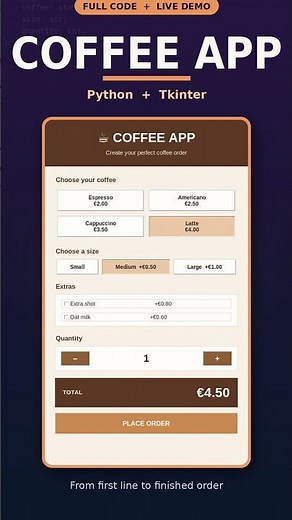 I Built a Coffee App in 4 Minutes Using Python + Tkinter ☕