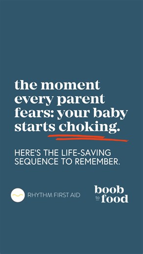 a first aid refresher - remember save this one! It is normal for babies to gag when starting solids, which usually is not a cause for concern or action. Choking, however, is a medical emergency that requires immediate intervention. Learning how to identify what is gagging and what is choking is the first step, next is what to do and how to do it which is when doing a first-aid course can be, quite literally, life saving. Any questions? | Boob to food