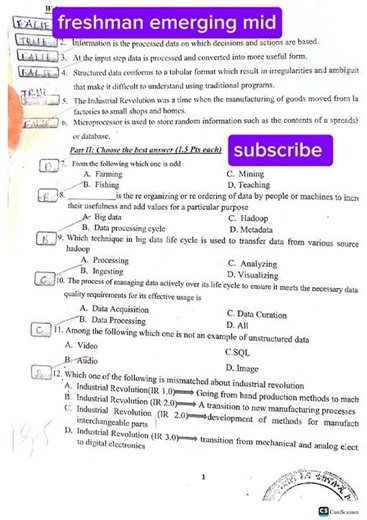 freshman emerging technology! mid exam answers #universityexam #mid
