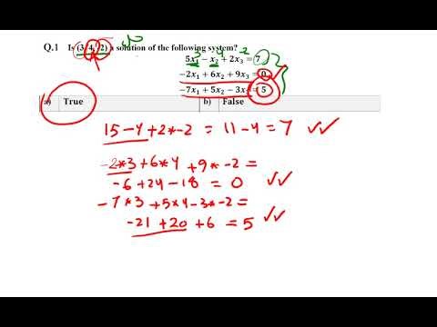 Solution of Quiz 1 Linear Algebra