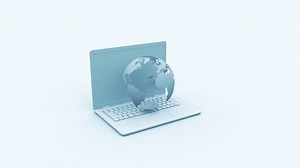 clip-1109670569-modern-laptop-rotating-globe-light-blue-tones