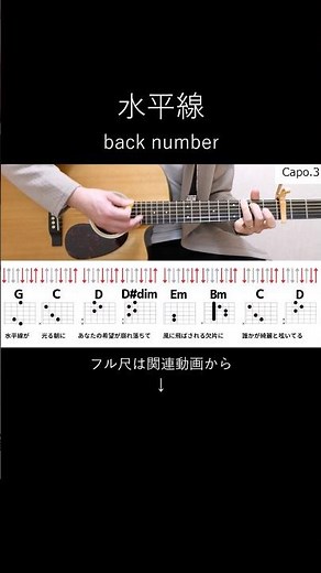 back numberさんの「水平線」を弾き語りするなら参考にしてみてください #弾き語り #ギター #アコギ #コード #ストローク #backnumber