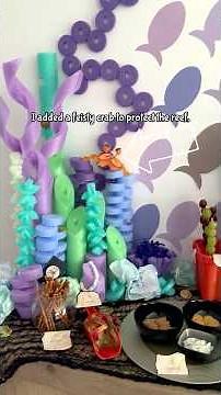 How I made a coral reef out of pool noodles 🪸 #undertheseaparty #mermaidparty #poolnoodlecoralreef