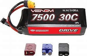 Venom Power Drive Series 50C 3S 5000mAh 11.1V LiPo RC Battery - 12 AWG Soft Silicone Wire Connector, Hard Protective Case, Universal Plug UNI 2.0 - Compatible with Tamiya, Deans & EC3 Plug