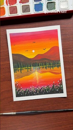 Easy Watercolor Sunset Landscape Painting 🌄 | Step by Step for Beginners