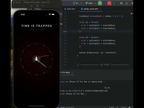 Built a realistic horror spider clock from scratch using Flutter & CustomPainter 🕷️✔️ Real spider