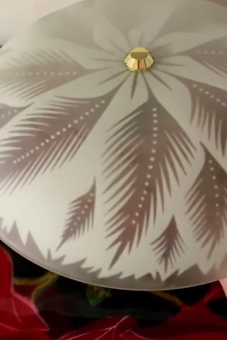 Vintage MCM Palm Light Fixture: Frosted Glass Ceiling Mount - Etsy