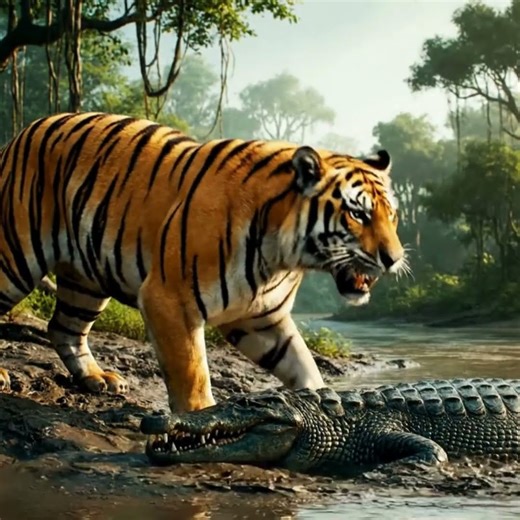 Bengal Tiger vs Crocodile
