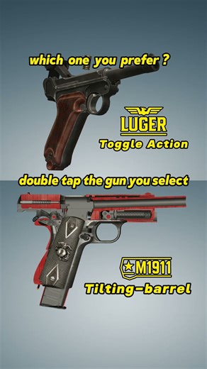 Toggle action (LUGER) or Tilting-barrel (M1911)? #shotrs #LUGER #1911 #WWII #viralvideo #callofduty