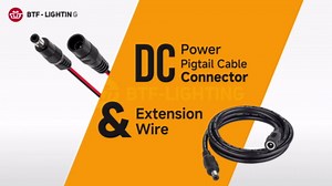 BTF-LIGHTING 5 Pack 20AWG 5.5mm x 2.1mm DC Pigtail Cable Connector Male to Female Barrel Plug 3.28FT/1m Extension Cable for 2PIN FCOB SMD Single Color LED Strip Light Solderless Controller Wire