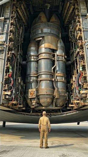 A ground-level view of a strategic bomber’s underside #usa #airpower #defencetech #aviationlovers
