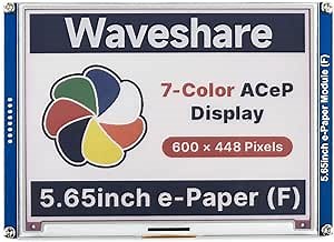 Waveshare 5.65inch Colorful E-Paper E-Ink Display Module Compatible with Raspberry Pi 4B/3B+/3B/2B/B+/A+/Zero/Zero W/WH/Zero 2W Series Boards 600×448 Pixels ACeP 7-Color