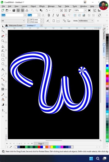 Coreldraw Type of calligraphy Use Bland Tool #hemagraphics