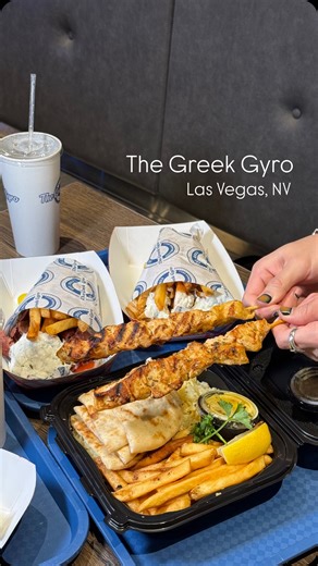 Vivian | NYC Creator on Instagram: "Fresh-to-order gyros done right in Vegas. We tried the pork, chicken, and lamb & beef gyros — each one juicy, well-seasoned, and wrapped while it was still hot off the verticle broiler. Also shared the chicken souvlaki, which was simple but really well executed, and somehow still had room for dessert… The loukoumades and baklava soft serve were seriously to die for. Thank you for inviting us to try your food! 📍The Greek Gyro 9435 S Rainbow Blvd, Las Vegas, NV