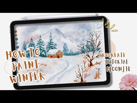 How to Paint a Soft Winter Cabin in Procreate Watercolor | Watercolor Procreate Illustration
