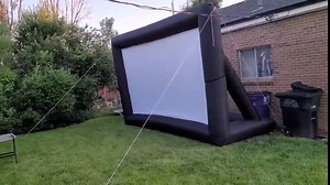 20 Feet Inflatable Outdoor and Indoor Theater Projector Screen - Includes Air Blower, Tie-Downs and Storage Bag - Portable, Supports Front and Rear Projection