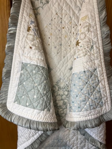 Neutral Baby Quilt – Elephants, Stars, Moons, Sage Ruffle Binding, Flannel Backing - Etsy