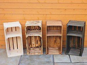 Tall Rustic Wooden Crate With Shelf: Narrow Bedside Table - Etsy UK
