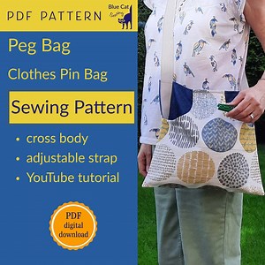 Peg Bag Sewing Pattern PDF, Cross Body Bag, Clothes Pin Bag, Large Shoulder Bag Peg Holder, Printable Pattern, Digital Download DIY - Etsy