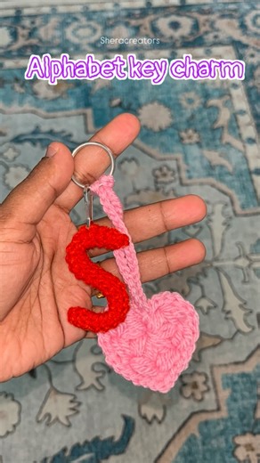 Shera Creators on Instagram: "Crochet Alphabet Keychain tutorial | Initial letter charm | Perfect valentine gift idea The pattern is same for all the letters. Make the cord. Insert the wire and shape it… The tutorial for heart charm is posted already on my page @sheracreators Share to someone with “S” initials #crochetkeychain #giftideas #valentinegift #handmade #viral"