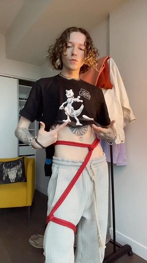 Alexander on Instagram: "How to include shibari rope art in your outfits part 2 #shibari #shibarirope #shibariart #artist #darkfashion #croptops #tattooed #tattoos #femboy"