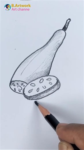Bottle Gourd Drawing 🥒 | Easy Lauki Sketch #drawing #B.artwork
