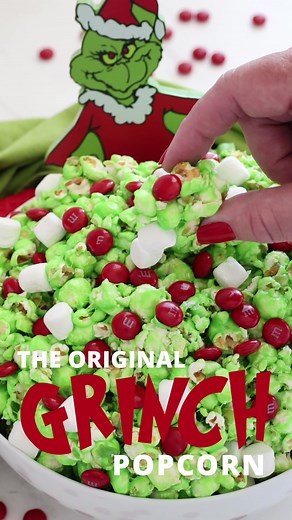 The Original Grinch Popcorn … the one that started it all. Sweet and salty and delicious - it is guaranteed to grow your heart three sizes. Super easy to make - this Grinch-y treat is always a hit at a holiday party or a Grinch Family Movie Night. Recipe on our website. Link in bio. #grinch #grinchtiktok #howthegrinchstolechristmas #christmastiktok #christmasbaking #christmas #christmasdesserts #christmascountdown #popcorn #twosisterscrafting