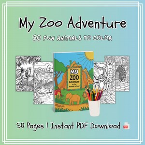 Printable Zoo Adventure Coloring Book | 50 Fun Animal Pages for Kids - Etsy Australia