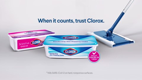 Clorox Disinfecting Wet Mopping Cloths Rain Clean, 12 Count