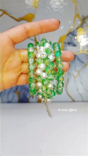 DIY Beaded Pearl Bracelet 💚✨Jewelry Making #bracelet #diy #tutorial #handmade #shorts #ytshorts