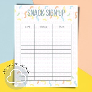 Sprinkles Snack Sign-up Sheet | Pastel Class Party Snack Sign-up Sheet | Snack Volunteer Form | Party Snack Form | Food Sign-up Sheet | - Etsy