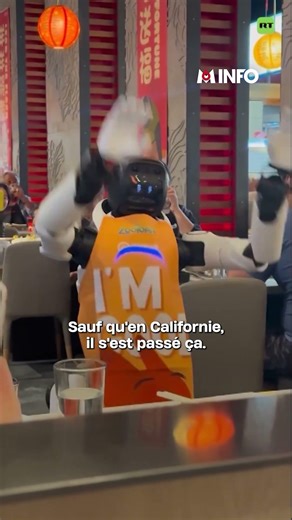 A dancing robot loses control in a restaurant