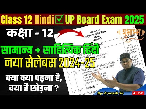UP Board Class 12th Hindi Syllabus 2025- कक्षा 12 हिंदी का नया पाठ्यक्रम - क्या है पढ़ना, क्या छोड़ना?