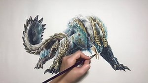 Drawing MHW ICEBORNE - ZINOGRE Illustration in Watercolor