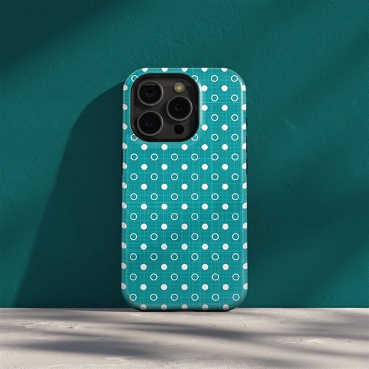 Teal Polka Dot Phone Case, Minimal Geometric Pattern Case - Etsy