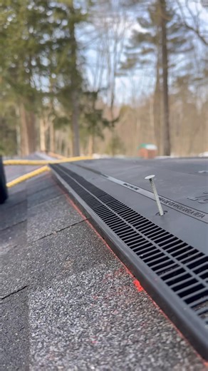 Owens Corning VentSure 4-Foot Strip Heat & Moisture Ridge Vent a must have for any properly venter roof! -Disclaimer. It’s recommended to install shingles in 40F or warmer. Also make sure to have all recommended PPE. #construction #homerenovation #renovation #diy #realestate #design #entrepreneur #tools#remodel #interiordesign #carpentry #woodworking #diy #roofing #owenscorningroofing #owenscorningroofingpartner | Misha Panchishak