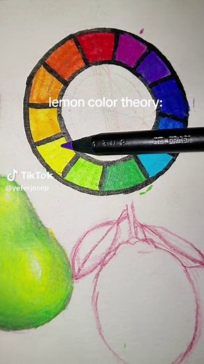 cómo pintar un limón con la teoría del color 💛❤️💙🫴🏻🍋✨ #Viral #fipシ #colorteory #drawing