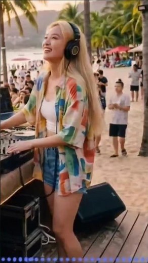 Beach party DJ beats at sunset, relaxed🔊
