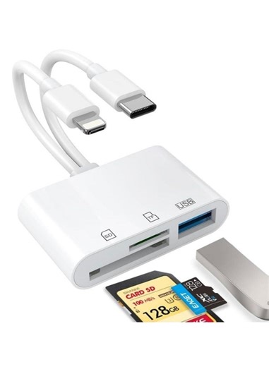 Stars Market SD Card Reader for iPhone, iPad, USB C and Lightning Dual Port SD Card Adapter, Memory Card Reader for Camera Adapter, Support SD, Micro SD, USB 3.0, No App Driver Required | Best Price KSA | Riyadh, Jeddah