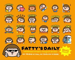 Hello! My name is Fatty My belly is big My weight is a secret My friend is you... and food! The first English version of Fatty's sticker is here now! Available on WhatsApp, Signal, and Telegram. You can send it to anyone, anywhere, anytime! Let's download it together! Yeah! https://bit.ly/Fattysdaily | Plastic Thing